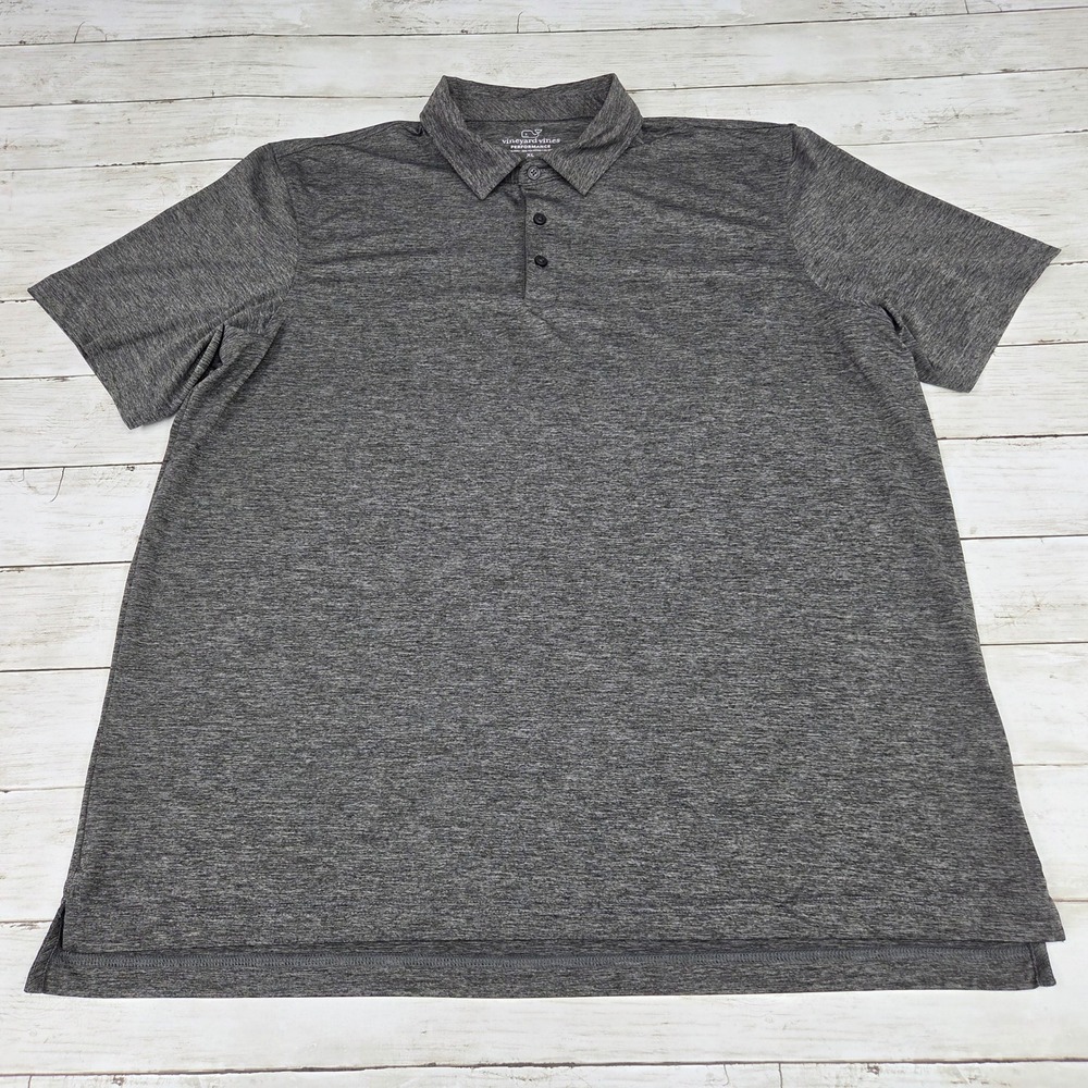 Vineyard Vines Polo Mens XL Gray Performance Short Sleeve 6G000252 Stretch